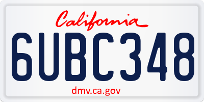 CA license plate 6UBC348