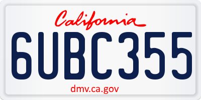 CA license plate 6UBC355