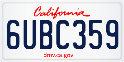 CA license plate 6UBC359
