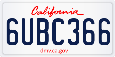 CA license plate 6UBC366