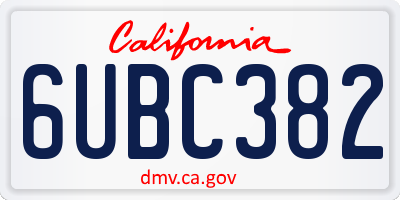 CA license plate 6UBC382