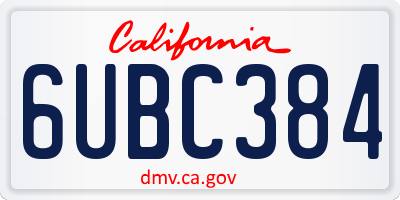 CA license plate 6UBC384