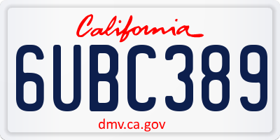 CA license plate 6UBC389
