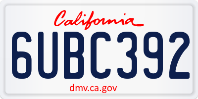 CA license plate 6UBC392