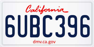 CA license plate 6UBC396