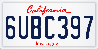 CA license plate 6UBC397