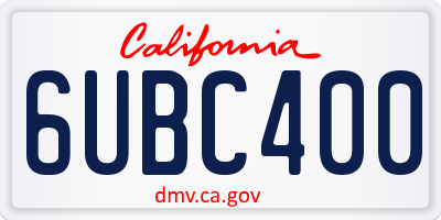 CA license plate 6UBC400