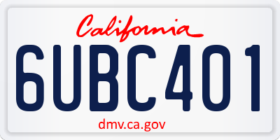 CA license plate 6UBC401