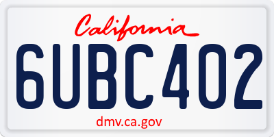 CA license plate 6UBC402