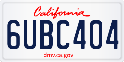 CA license plate 6UBC404