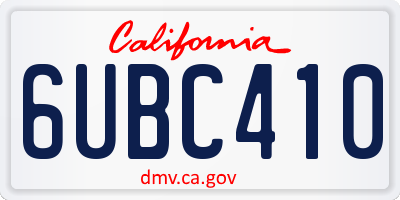 CA license plate 6UBC410