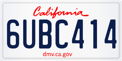 CA license plate 6UBC414