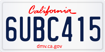 CA license plate 6UBC415