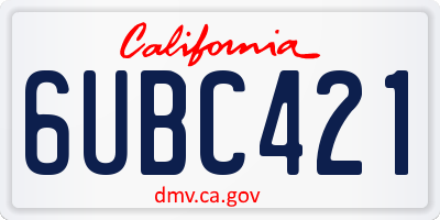 CA license plate 6UBC421