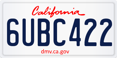 CA license plate 6UBC422