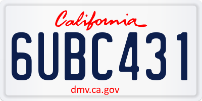 CA license plate 6UBC431