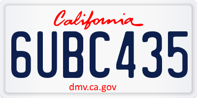 CA license plate 6UBC435