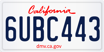 CA license plate 6UBC443