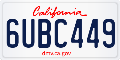 CA license plate 6UBC449