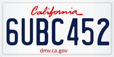 CA license plate 6UBC452