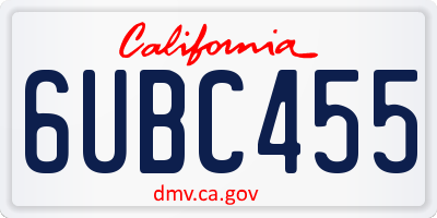 CA license plate 6UBC455