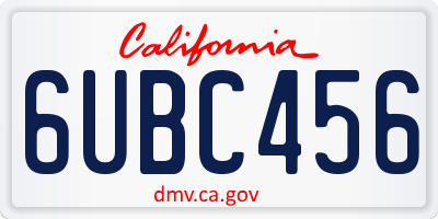 CA license plate 6UBC456
