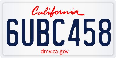 CA license plate 6UBC458
