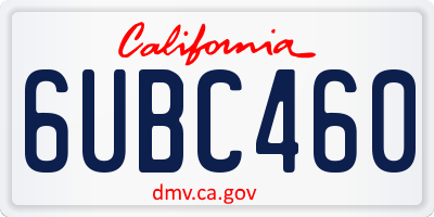 CA license plate 6UBC460