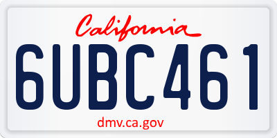 CA license plate 6UBC461