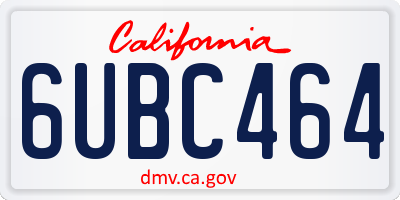 CA license plate 6UBC464
