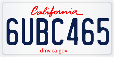 CA license plate 6UBC465
