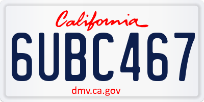 CA license plate 6UBC467