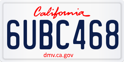 CA license plate 6UBC468
