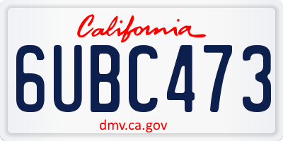 CA license plate 6UBC473