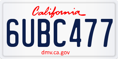 CA license plate 6UBC477