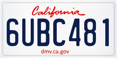 CA license plate 6UBC481