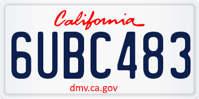 CA license plate 6UBC483