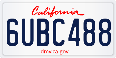 CA license plate 6UBC488