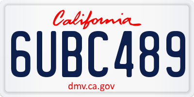 CA license plate 6UBC489
