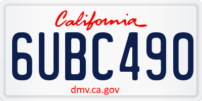 CA license plate 6UBC490