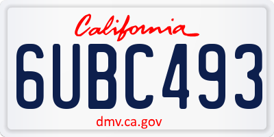 CA license plate 6UBC493