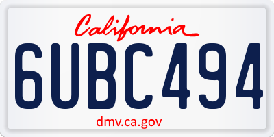 CA license plate 6UBC494