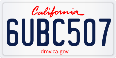 CA license plate 6UBC507