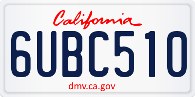 CA license plate 6UBC510