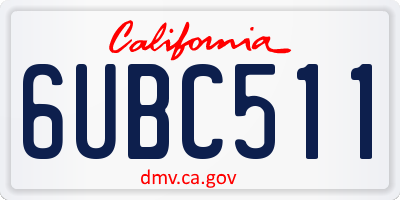 CA license plate 6UBC511
