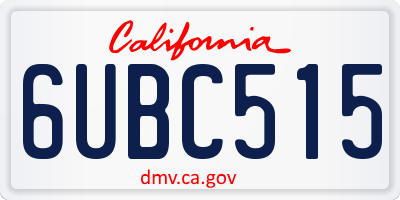CA license plate 6UBC515