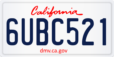 CA license plate 6UBC521