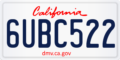 CA license plate 6UBC522