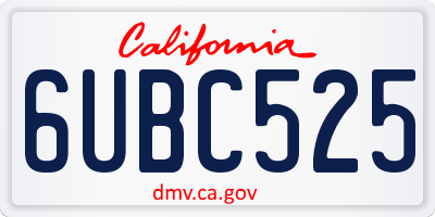 CA license plate 6UBC525