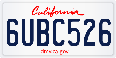 CA license plate 6UBC526
